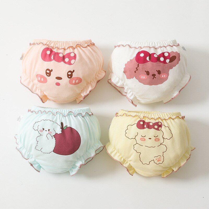 Set of 4 Diaper Covers for Girls' Panties, 100% Cotton