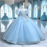 Luxury Kids Party Dress with Sequins and Flowers, perfect for First Communion, Bridesmaid, Parties, Weddings, and Birthdays.