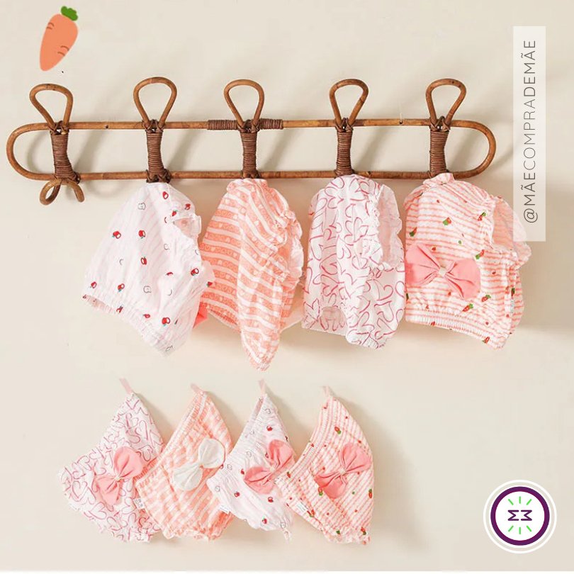 Set of 4 Diaper Covers for Girls' Panties, 100% Cotton