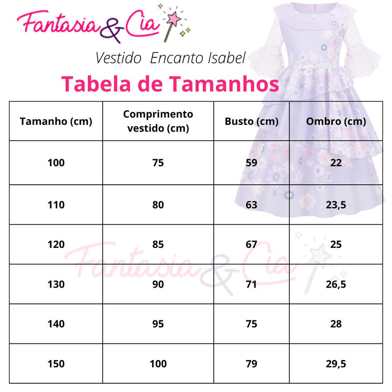 Vestido Fantasia Isabela Madrigal Encanto + Acessorios