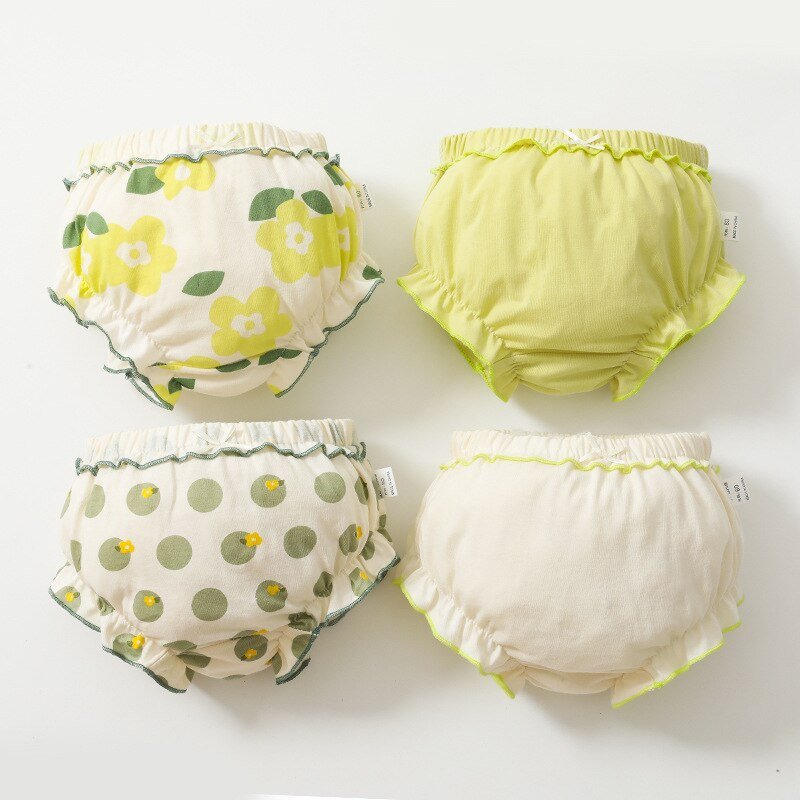 Set of 4 Diaper Covers for Girls' Panties, 100% Cotton