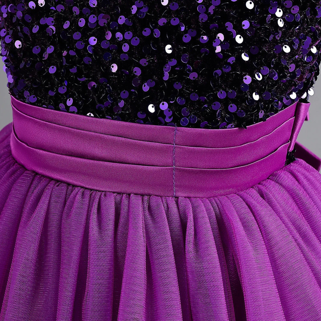 Purple Princess Dress with Sequins, Long, for Kids