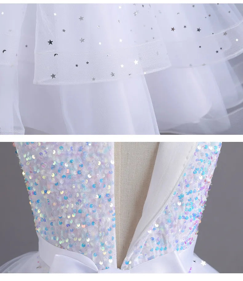 Kids Party Dress with Lace and Sequins