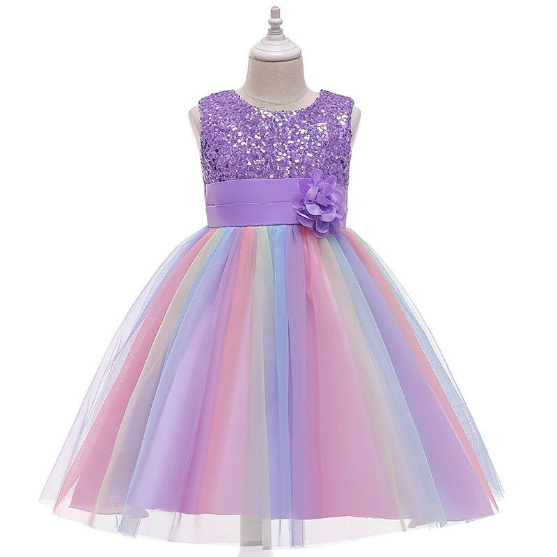 Sequined Short-Sleeve Dress for Girls