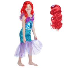 Vestido Fantasia Ariel Encantada - A pequena Sereia + Peruca