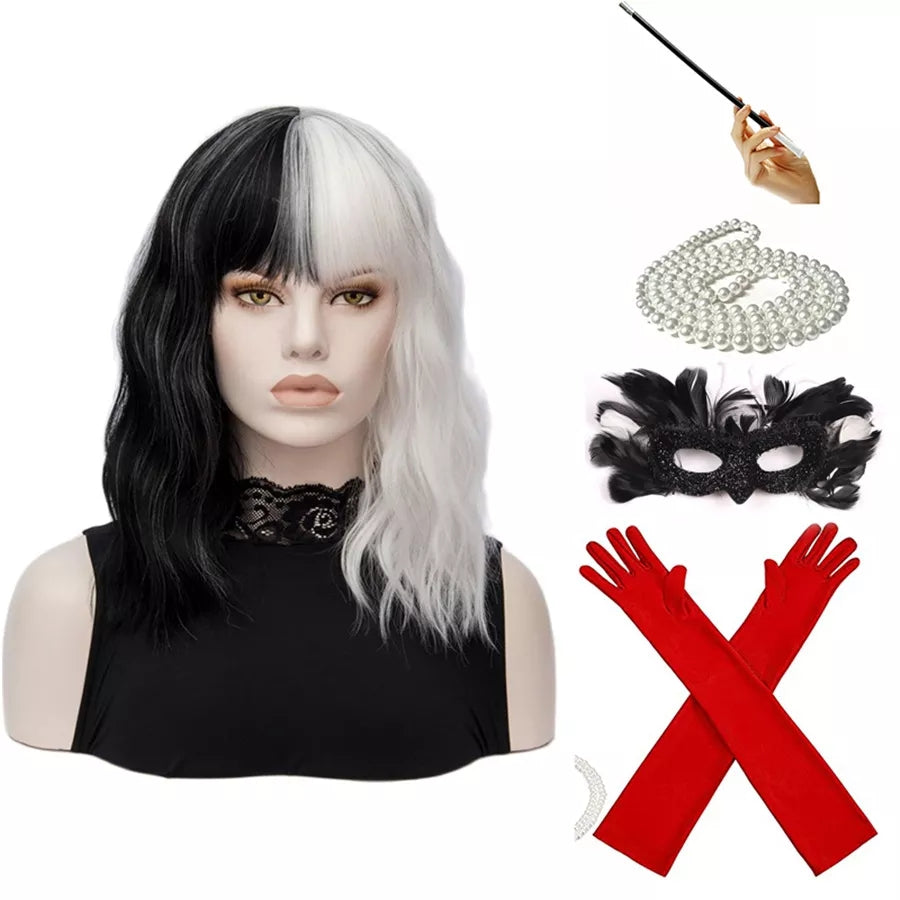 Cruella de Vil Wig 101 Dalmatians Cosplay Kit