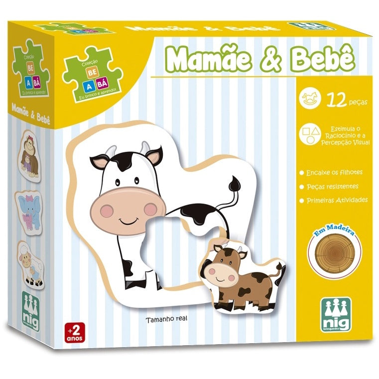 Educational and Fun Puzzle Game – Wooden – Mom and Baby