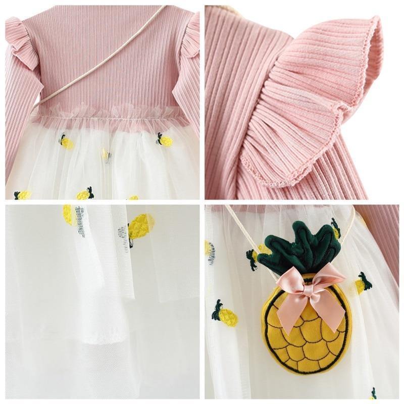 Cute Pineapple Casual Dress with Long Sleeves