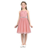 Pink Sleeveless Lace Dress for Girls