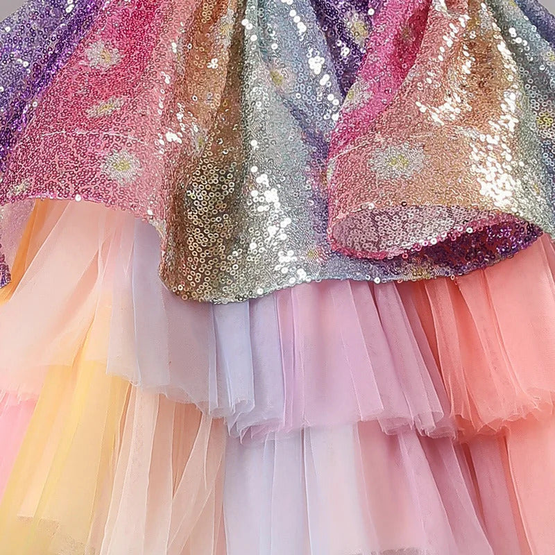Rainbow Princess Dress for Kids Parties