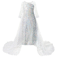 Vestido Fantasia Frozen Elsa Com Lantejoulas - Branco