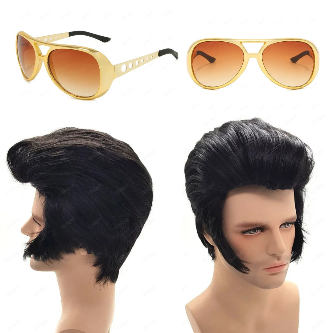 Elvis Presley Cosplay Wig and Glasses Kit