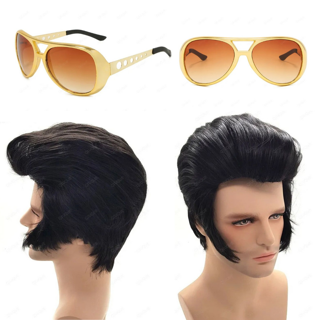 KIT PERUCA + ÓCULOS ELVIS PRESLEY COSPLAY