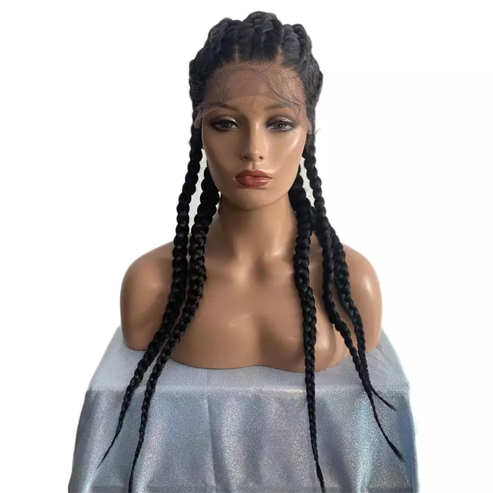 Black long braided wig, 100cm