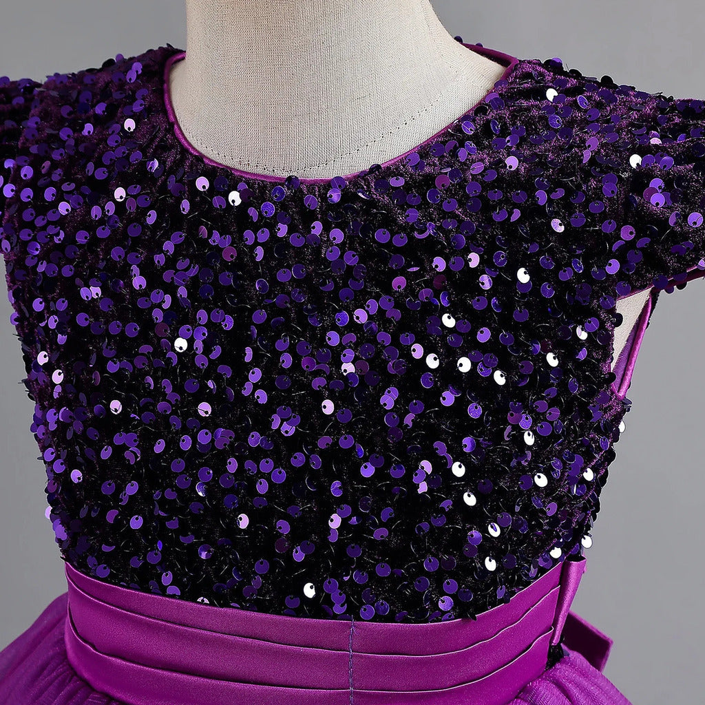 Purple Princess Dress with Sequins, Long, for Kids