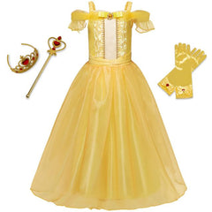 Vestido Fantasia infantil Bela e a Fera Princesa Luxo + Acessórios