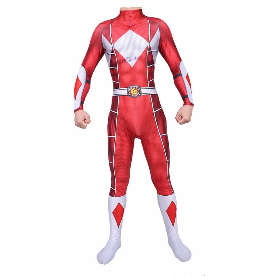 Fantasia Power Ranger Samurai Luxo Vermelho - Adulto Cosplay