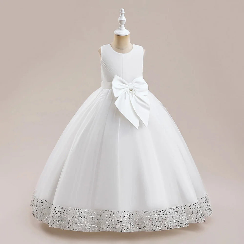 Sequin dress with hem and large bow for Kids.