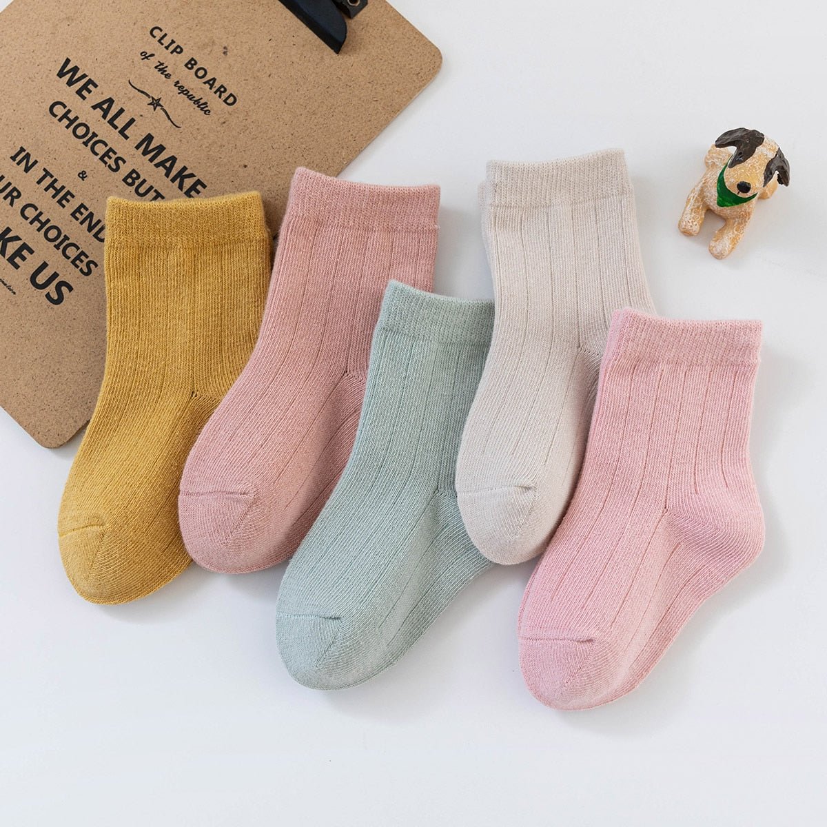 5 Pairs of Scandi Colors Kids Socks