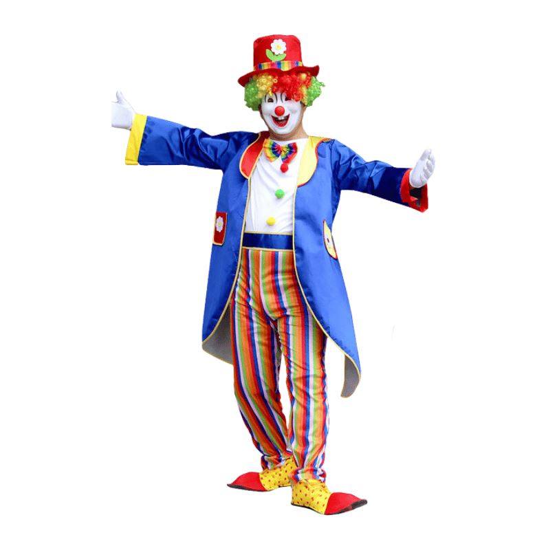 Adult Blue Clown Cosplay Costume with Rainbow Pants
