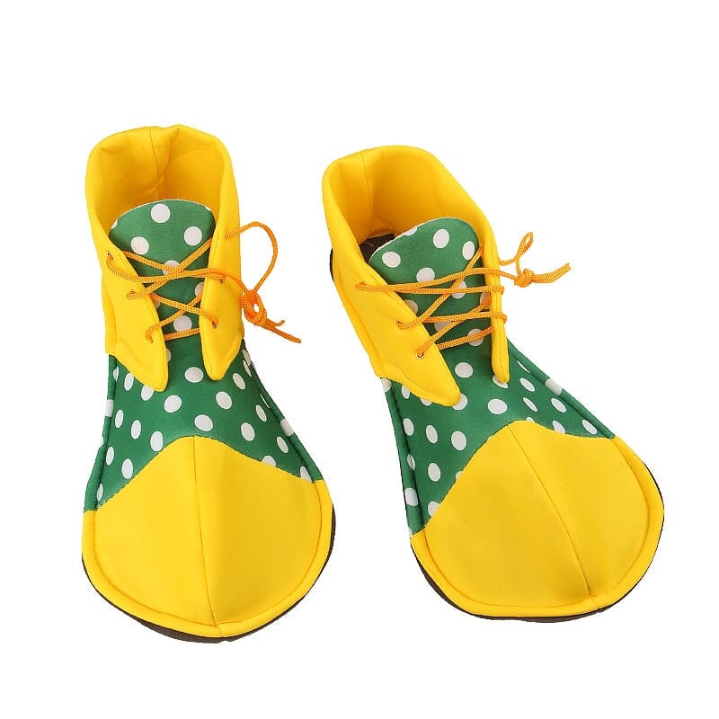Yellow and Green Clown Shoe Costume with White Polka Dots