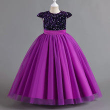 Carregar imagem no visualizador da galeria, Vestido de Princesa Roxo com Lantejoulas Longo Infantil
