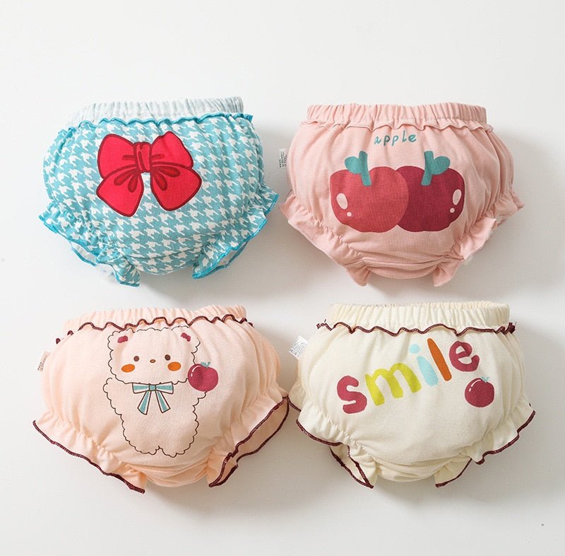 Set of 4 Diaper Covers for Girls' Panties, 100% Cotton