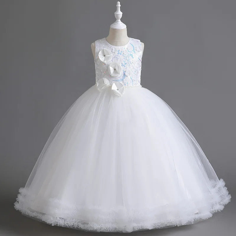 Pearl Sequin Sleeveless Dress for Girls