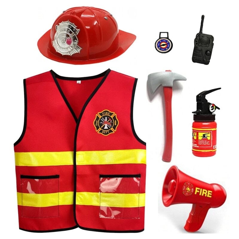 Kids Costume Professions Firefighter Vest with Accessories (Kids Size 1)
