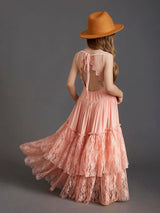 Short-sleeved lace dress for Kids.
