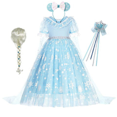 Vestido Fantasia Frozen Super luxo Com Acessórios