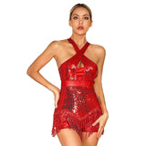 Latin Dance Dress with Sequin Fringe