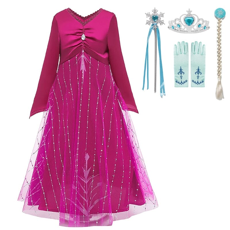 Vestido Fantasia Rainha do Gelo Rosa - Frozen 2 - Completo