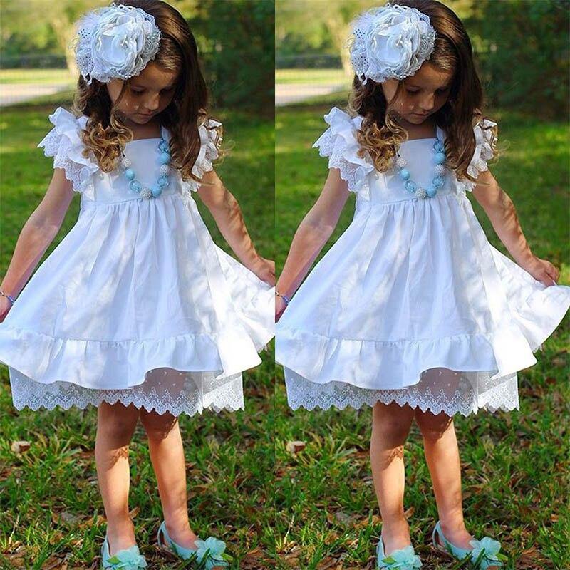 White Lace Dress with Fly Sleeves