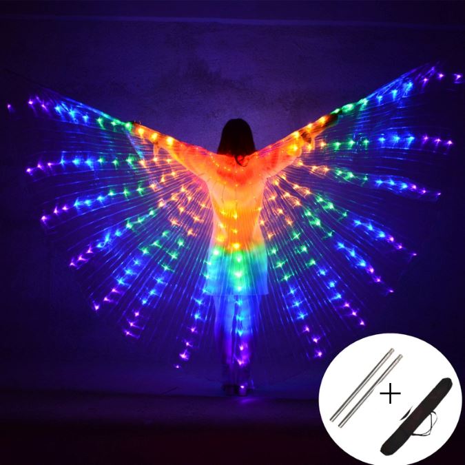 Rainbow LED Butterfly Wings for Dancing + Accessory