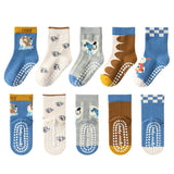 Set of 5 Pairs of Kids Cotton Socks – Non-slip – Various Themes