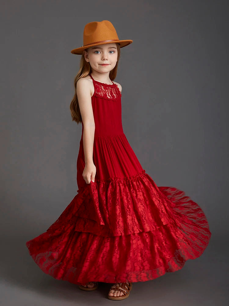 Short-sleeved lace dress for Kids.