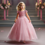Purple Princess Dress with Sequins, Long, for Kids