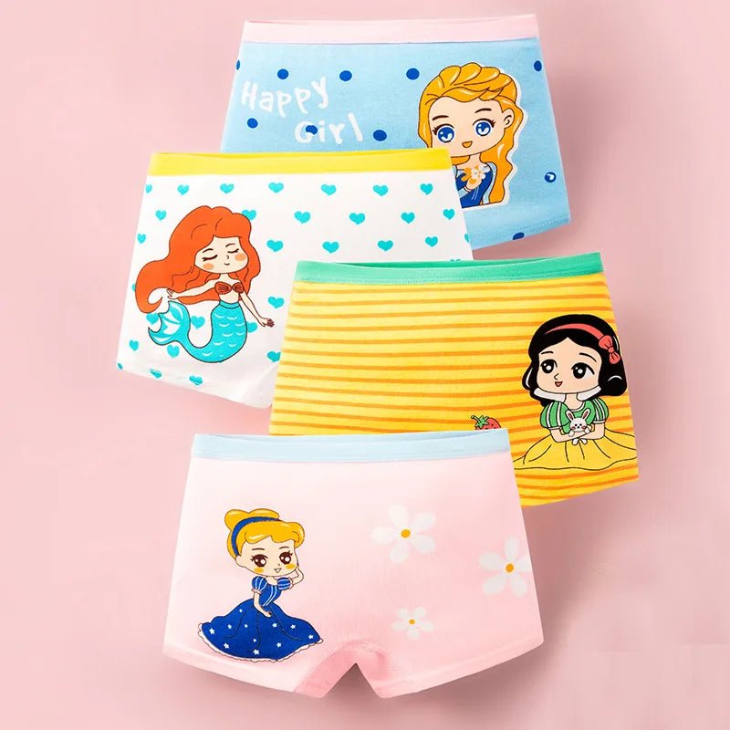Set of 4 Princess Boxer Briefs for Kids, Sizes 1-12 Years