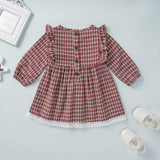 Checkered Dress with Lace and Ruffles