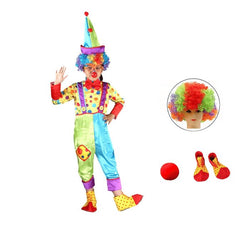 Fantasia Palhaço Colorida com Macacão Infantil Menino + Acessórios