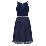 Pink Sleeveless Lace Dress for Girls