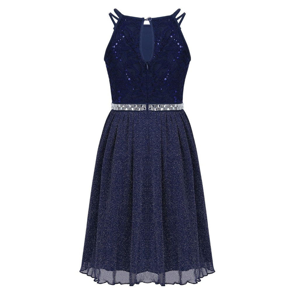 Pink Sleeveless Lace Dress for Girls