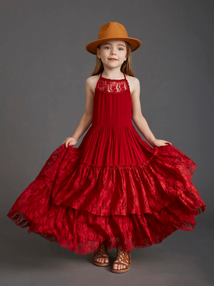 Short-sleeved lace dress for Kids.