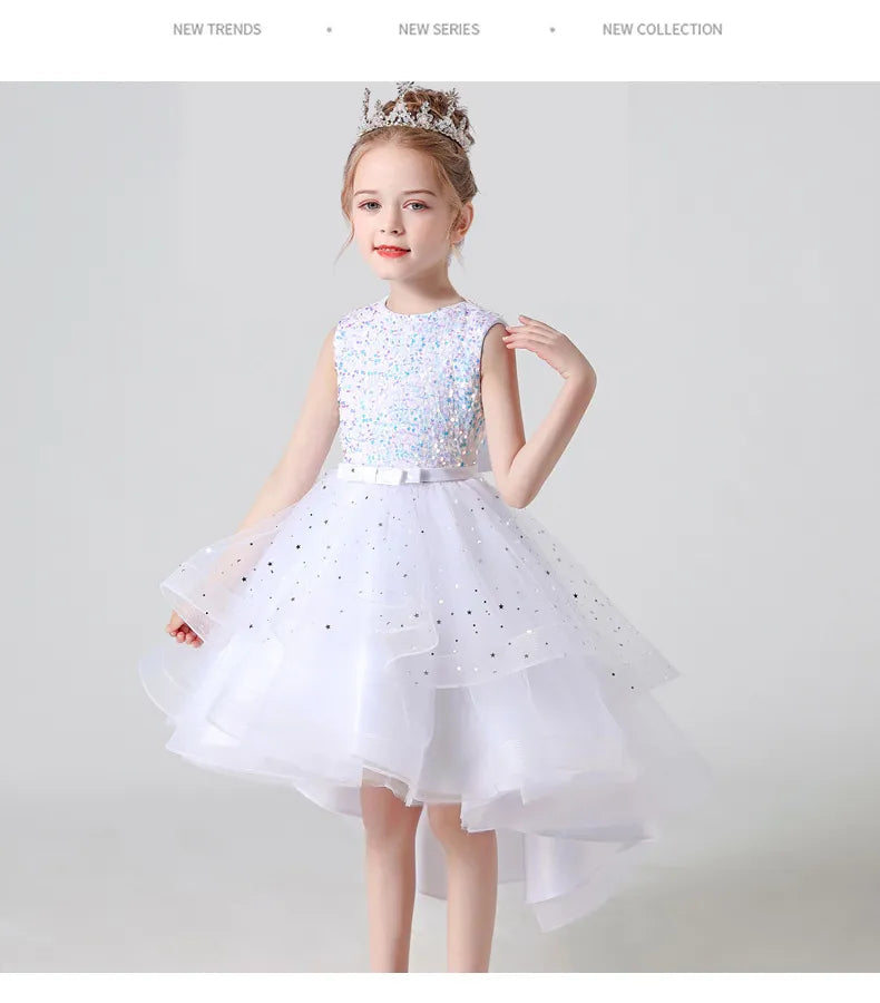 Kids Party Dress with Lace and Sequins