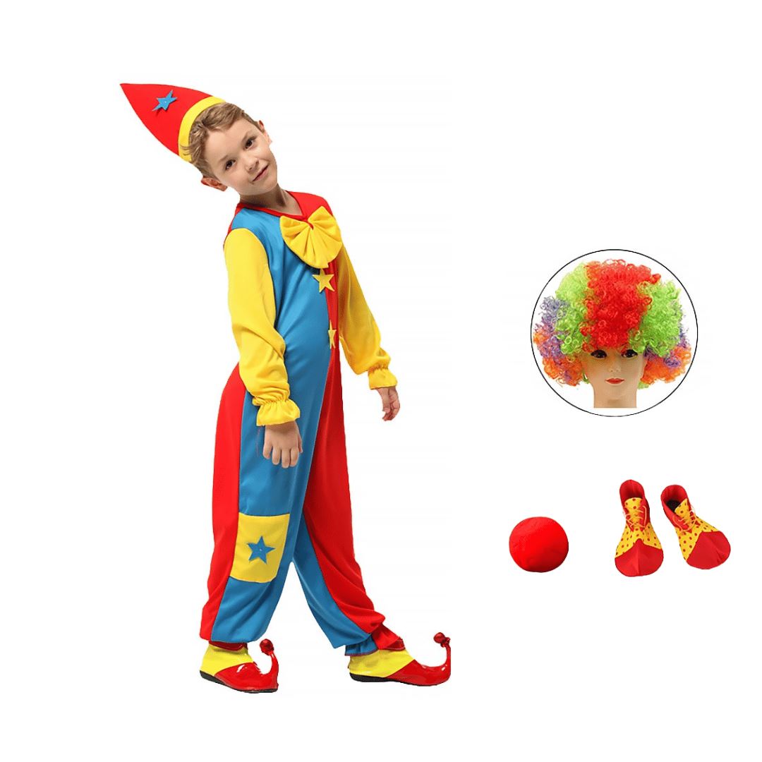 Three-Color Clown Costume for Boys + Accessories