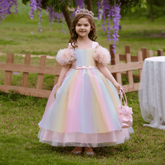 Vestido Colorido Infantil para Aniversário e Festas