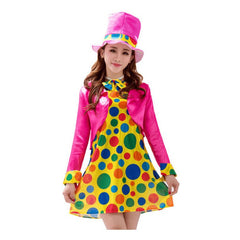 Fantasia Palhaço Cosplay Adulto Rosa Com Vestido Amarelo Com Bolinhas