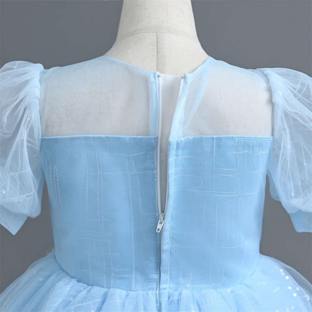Luxury Kids Party Dress with Sequins and Flowers, perfect for First Communion, Bridesmaid, Parties, Weddings, and Birthdays.