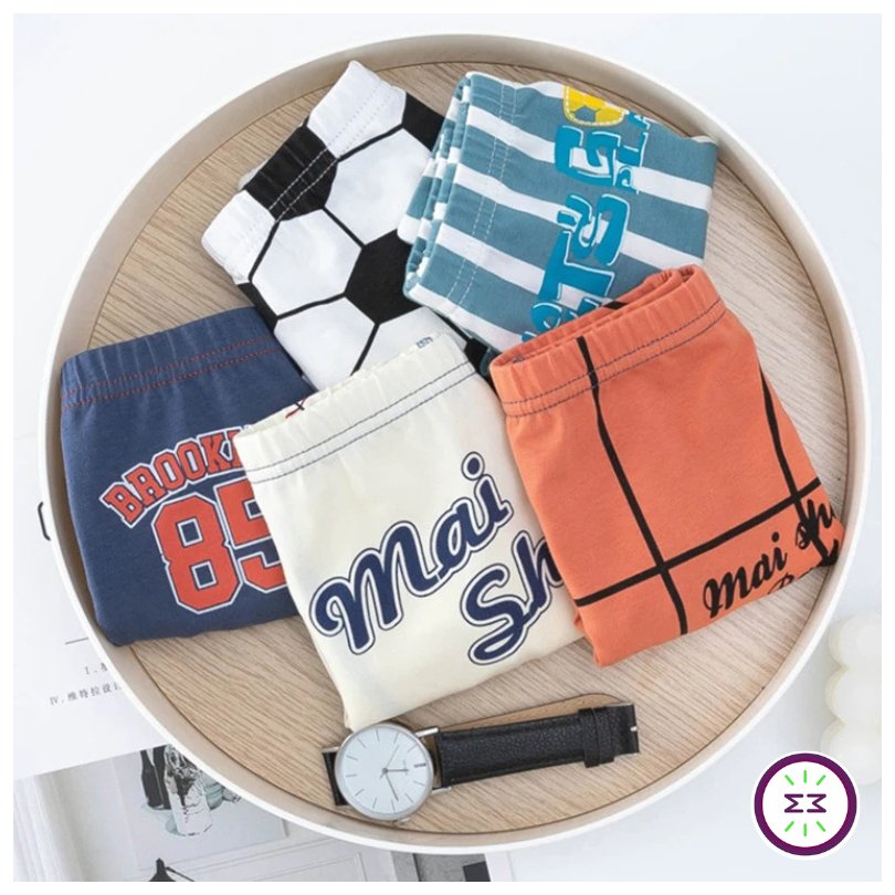 Set of 5 Kids Underwear with Sports Theme -